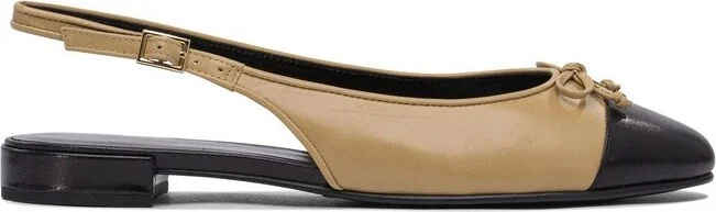 Tory Burch Cap-Toe Bow Detailed Slingback Flats