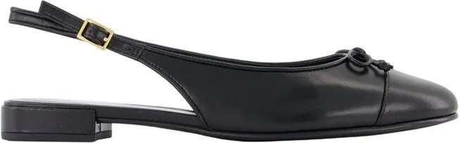 Tory Burch Cap-Toe Bow Detailed Slingback Flats