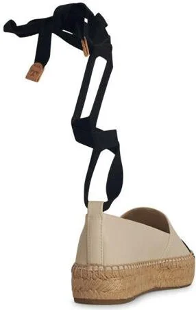 Tory Burch 'Cap-Toe' Cream Leather Espadrilles - Image 3
