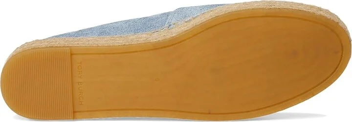 Tory Burch Cap-Toe Espadrille Women's Flat Shoes Blue Cloud/Naturale : 5 M, Leather - Image 3