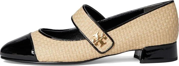 Tory Burch Cap-Toe Mary Jane Heel Ballet 25mm Women's Shoes Natural/Perfect Black : 5.5 M, Leather - Image 6