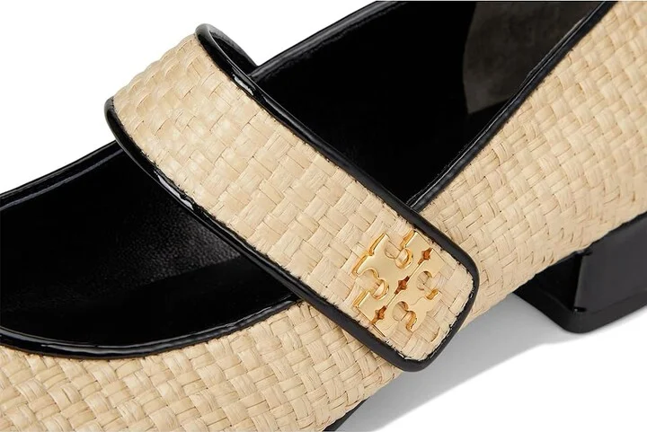 Tory Burch Cap-Toe Mary Jane Heel Ballet 25mm Women's Shoes Natural/Perfect Black : 5.5 M, Leather - Image 7