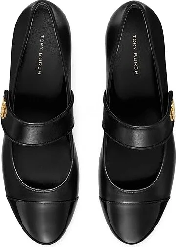 Tory Burch Cap-Toe Mary Jane Heel Ballet 25mm Women's Shoes Perfect Black/Perfect Black : 10 M, Leather - Image 2