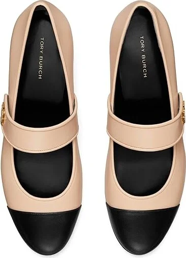 Tory Burch Cap-Toe Mary Jane Heel Ballet 25mm Women's Shoes Rose Pink/Perfect Black : 10 M, Leather - Image 2