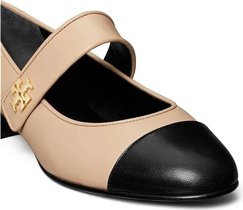 Tory Burch Cap-Toe Mary Jane Heel Ballet 25mm Women's Shoes Rose Pink/Perfect Black : 10 M, Leather - Image 3