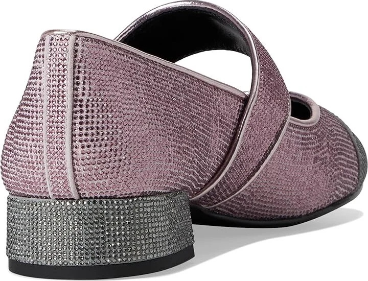 Tory Burch Cap-Toe Mary Jane Pave Heel Ballet 25 mm Women's Flat Shoes Gray Stone/Sparkle Pink : 6 M, Leather/Suede - Image 4