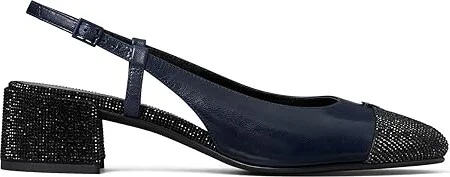 Tory Burch Cap-Toe Pave Slingback 45MM High Women's Heels New Navy/Perfect Black : 10 M, Leather - Image 3