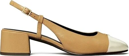 Tory Burch Cap-Toe Slingback 45mm Women's Shoes Ginger Shortbread/Spark Gold : 10 M, Leather - Image 4