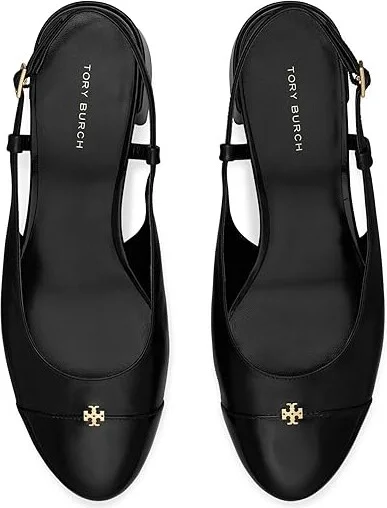 Tory Burch Cap-Toe Slingback 45mm Women's Shoes Perfect Black/Perfect Black : 10 M, Leather - Image 2
