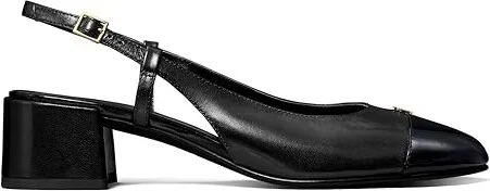 Tory Burch Cap-Toe Slingback 45mm Women's Shoes Perfect Black/Perfect Black : 10 M, Leather - Image 4