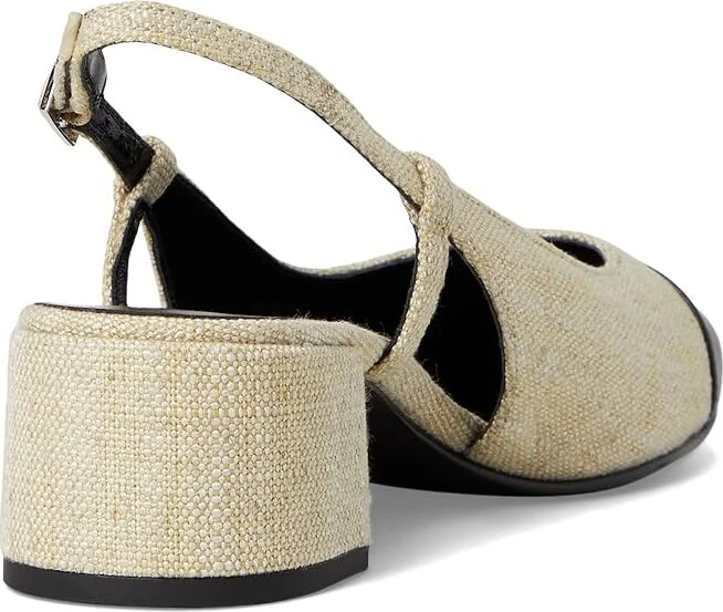 Tory Burch Cap-Toe Slingback 45mm Women's Shoes Wild Wheat/Perfect Black : 8 M, Leather - Image 4