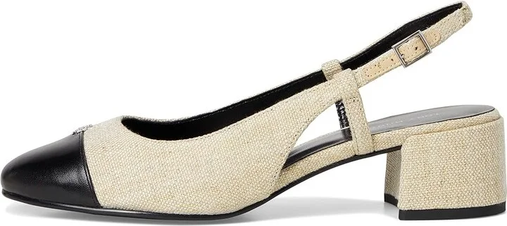 Tory Burch Cap-Toe Slingback 45mm Women's Shoes Wild Wheat/Perfect Black : 8 M, Leather - Image 6