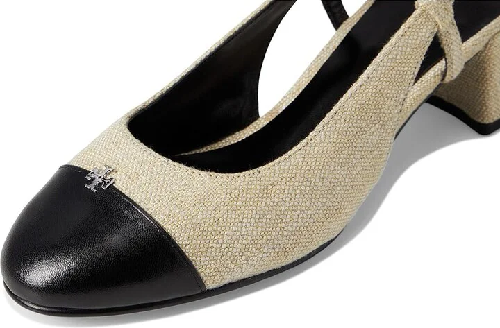 Tory Burch Cap-Toe Slingback 45mm Women's Shoes Wild Wheat/Perfect Black : 8 M, Leather - Image 7