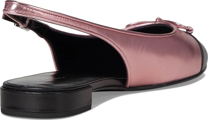 Tory Burch Cap-Toe Slingback Ballet Women's Flat Shoes Pink Etoile/Perfect Black : 6 M, Leather - Image 4