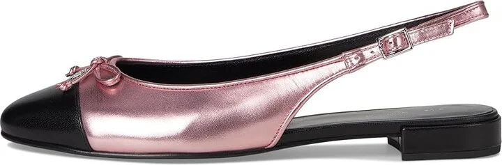 Tory Burch Cap-Toe Slingback Ballet Women's Flat Shoes Pink Etoile/Perfect Black : 6 M, Leather - Image 6