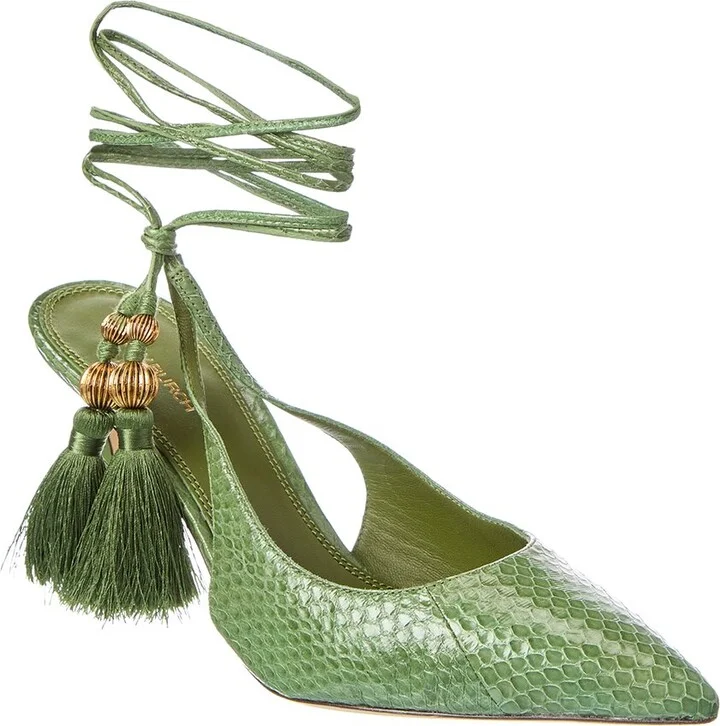 Tory Burch Capri Wrap Snake-Embossed Leather Pump