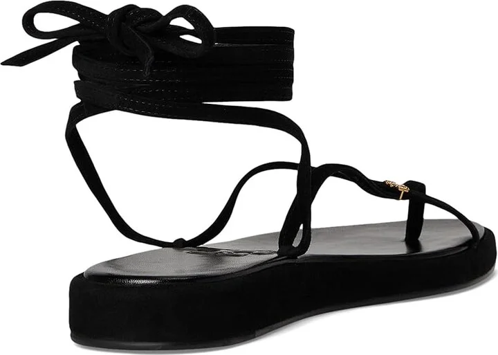 Tory Burch Capri Wrap Up Sandals Women's Wedge Shoes Perfect Black : 7 M, Suede - Image 4