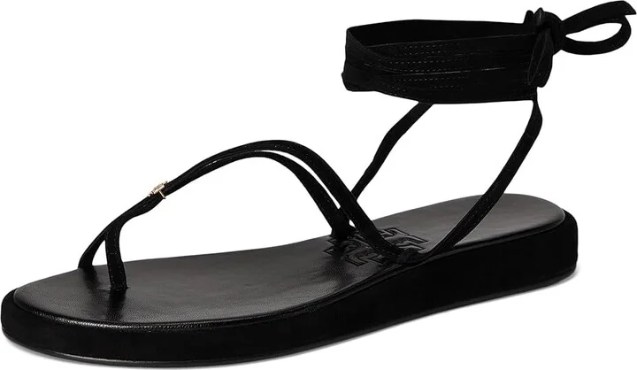 Tory Burch Capri Wrap Up Sandals Women's Wedge Shoes Perfect Black : 7 M, Suede - Image 5