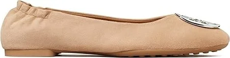 Tory Burch Claire Ballet Women's Shoes Almond Flour/Gold/Silver : 5 M, Suede - Image 4