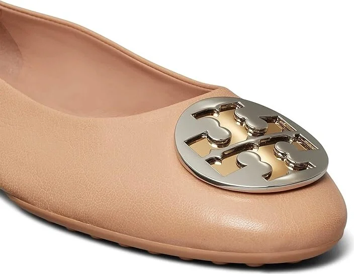 Tory Burch Claire Ballet Women's Shoes Light Sand/Gold/Silver : 5 M, Suede - Image 4