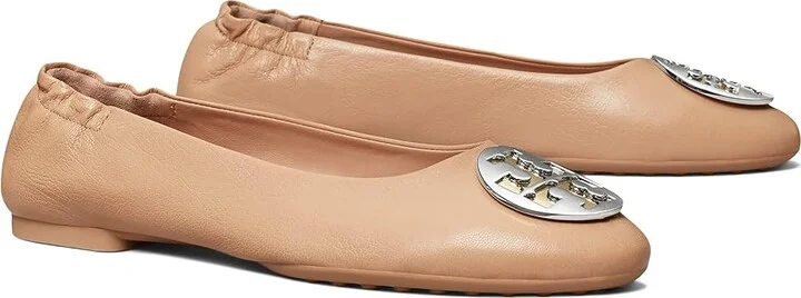 Tory Burch Claire Ballet Women's Shoes Light Sand/Gold/Silver : 5 M, Suede