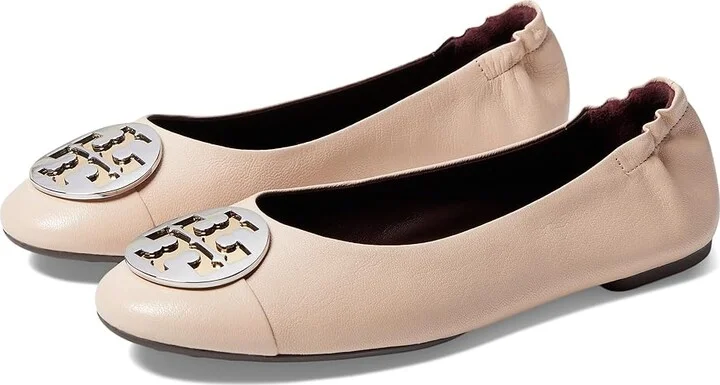 Tory Burch Claire Cap-Toe Ballet Women's Flat Shoes Rose Pink/Gold/Silver : 5 M, Leather
