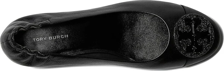 Tory Burch Claire Heel Pave Ballet 25 mm Women's Flat Shoes Perfect Black/Perfect Black/Jet : 5.5 M, Leather - Image 2