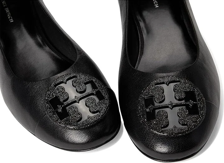 Tory Burch Claire Heel Pave Ballet 25 mm Women's Flat Shoes Perfect Black/Perfect Black/Jet : 5.5 M, Leather - Image 7
