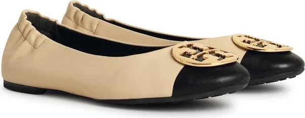 Tory Burch Claire Two-Color Leather Ballet Flats - Image 2