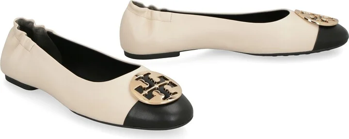 Tory Burch Claire Two-Color Leather Ballet Flats - Image 3