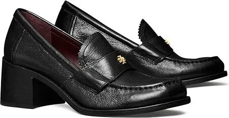 Tory Burch Classic Heeled Loafers 55MM High Women's Heels Perfect Black : 5 M, Leather