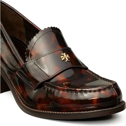 Tory Burch Classic Heeled Loafers 55MM High Women's Heels Tortoise Patent : 11 M, Leather - Image 3