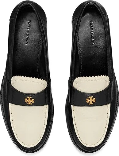 Tory Burch Classic Loafers Women's Flat Shoes Perfect Black/New Ivory : 6 M, Leather - Image 2