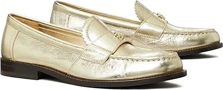 Tory Burch Classic Loafers Women's Flat Shoes Spark Gold/Platino : 5.5 M, Leather