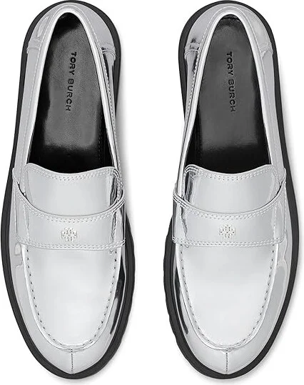 Tory Burch Classic Lug Loafers Women's Flat Shoes Argento : 8 M, Leather - Image 2