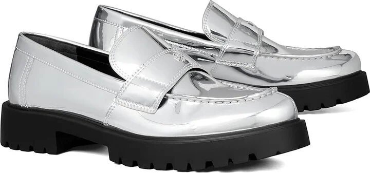 Tory Burch Classic Lug Loafers Women's Flat Shoes Argento : 8 M, Leather