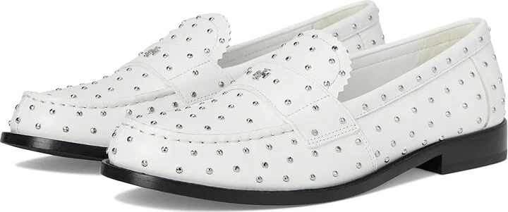 Tory Burch Classic Stud Loafer Women's Flat Shoes Cloud/Silver : 9 M, Leather