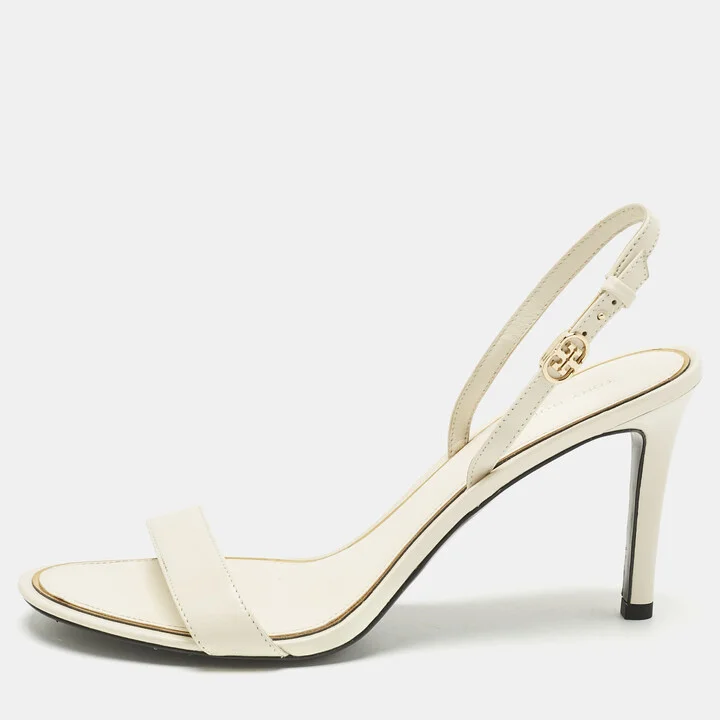 Tory Burch Cream Leather Ankle Strap Sandals Size 38.5