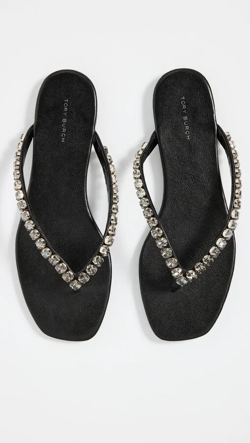 Tory Burch Crystal Flat Thong Sandals - Image 4
