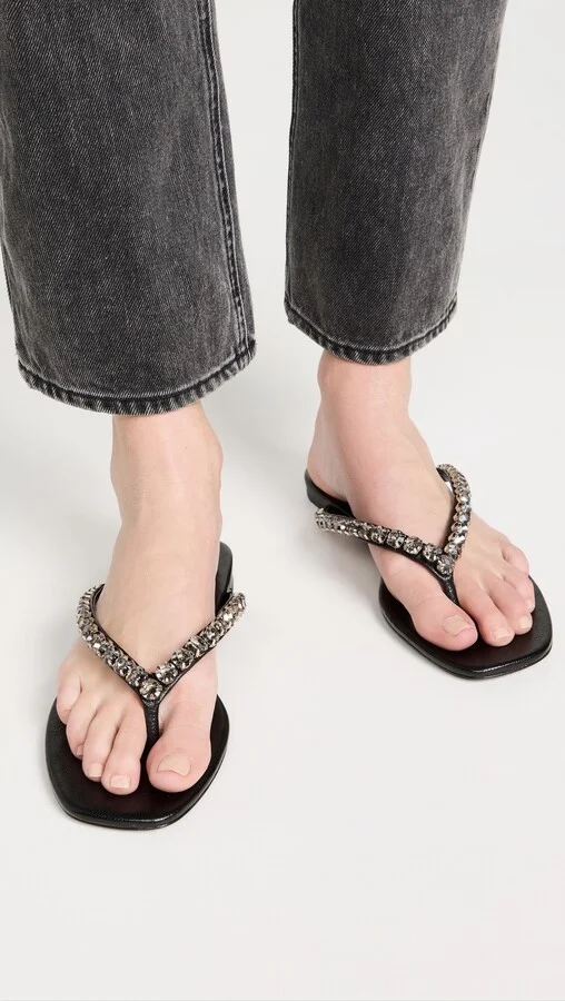 Tory Burch Crystal Flat Thong Sandals - Image 5
