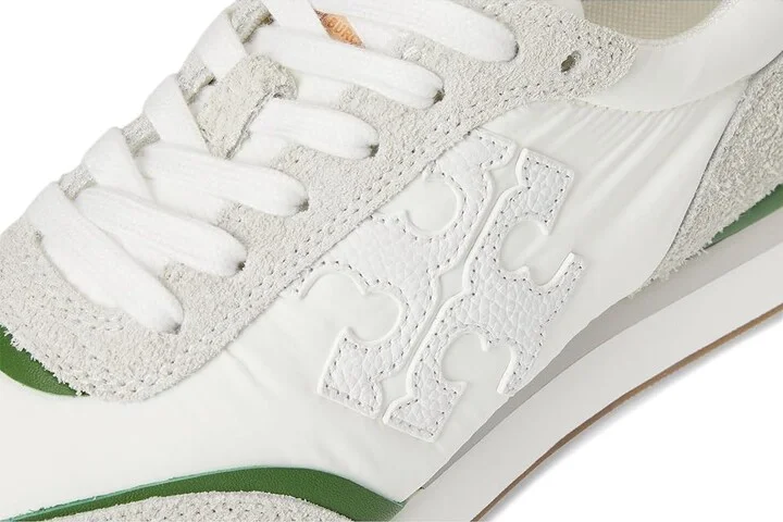 Tory Burch Destiny Trainer Women's Shoes White/Purity/Pale Green : 9.5 M, Suede - Image 7