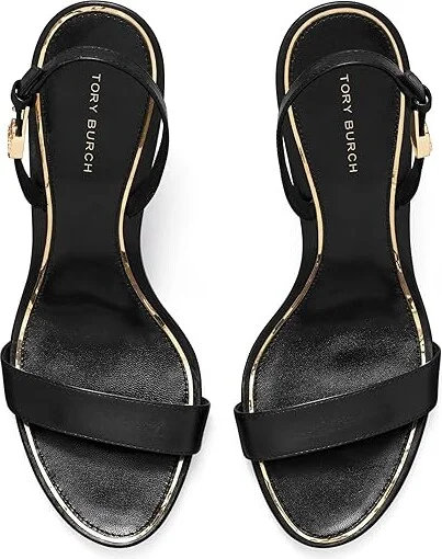 Tory Burch Double T Buckle Heel Sandals 85mm Women's Sandals Perfect Black : 9.5 M, Leather - Image 2