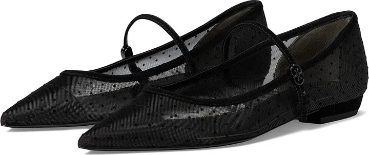 Tory Burch Double T-Buckle Mary Jane Women's Flat Shoes Nero : 7.5 M, Leather/Mesh/Suede