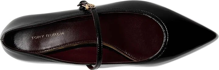 Tory Burch Double T-Buckle Mary Jane Women's Flat Shoes Perfect Black : 8.5 M, Leather/Mesh/Suede - Image 2