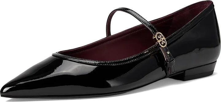 Tory Burch Double T-Buckle Mary Jane Women's Flat Shoes Perfect Black : 8.5 M, Leather/Mesh/Suede - Image 5