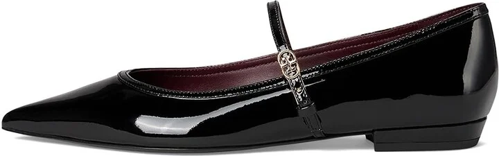 Tory Burch Double T-Buckle Mary Jane Women's Flat Shoes Perfect Black : 8.5 M, Leather/Mesh/Suede - Image 6