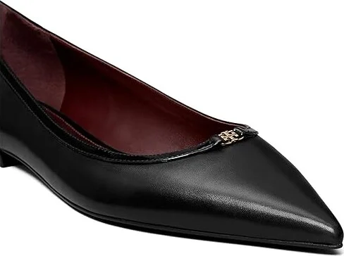 Tory Burch Double T Buckle Pointed Toe Flats Women's Flat Shoes Perfect Black/Perfect Black : 6.5 M, Leather - Image 3