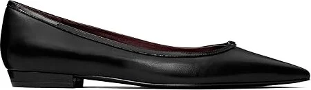 Tory Burch Double T Buckle Pointed Toe Flats Women's Flat Shoes Perfect Black/Perfect Black : 6.5 M, Leather - Image 4