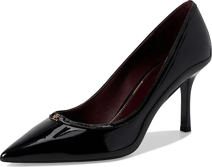 Tory Burch Double T-Buckle Pump 80 mm High Women's Heels Perfect Black : 5.5 M, Leather - Image 5