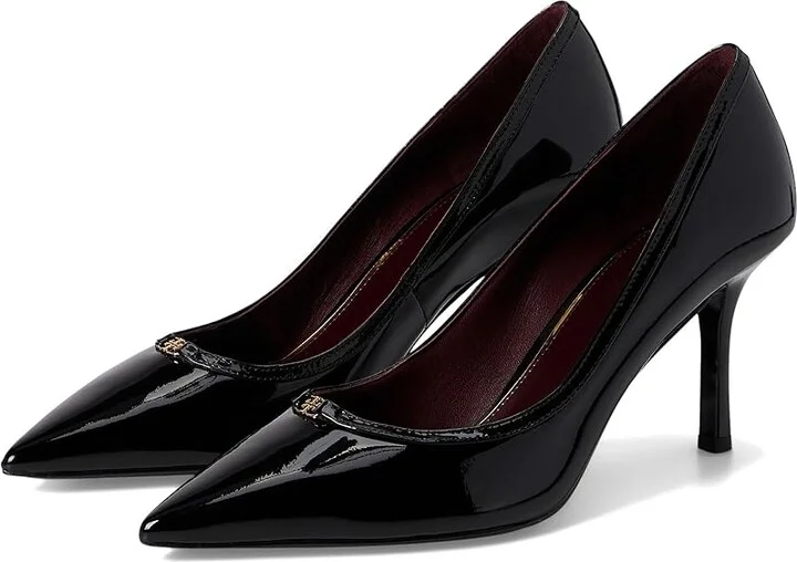 Tory Burch Double T-Buckle Pump 80 mm High Women's Heels Perfect Black : 5.5 M, Leather